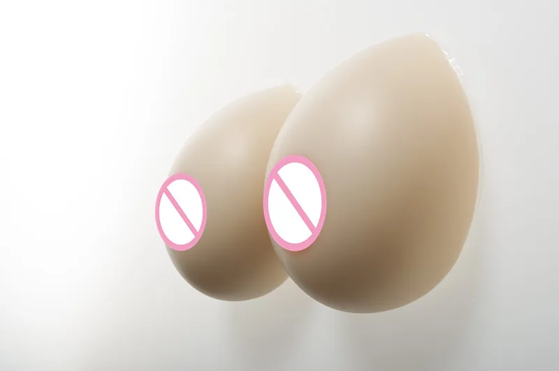 

1600g/pair Simulation Silicone Breast Prosthesis crossdresser shemale Artificial Boobs White Cup EE