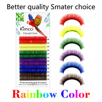Kimcci 12 Rows Macaron 6 Colors Rainbow Colored Eyelash Extension Faux Mink Color Eyelashes Colorful Eyelashes Maquiagem Cilios