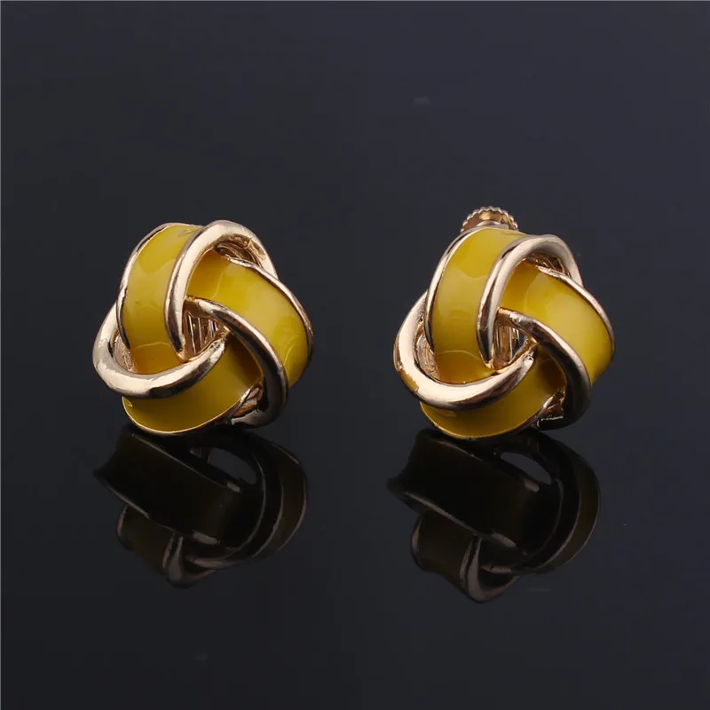 GRACE JUN 5 Colors Available Candy Enamel Clip on Earrings No Pierced for Women Party Wedding Charm Screw Ear Clip Bijouterie