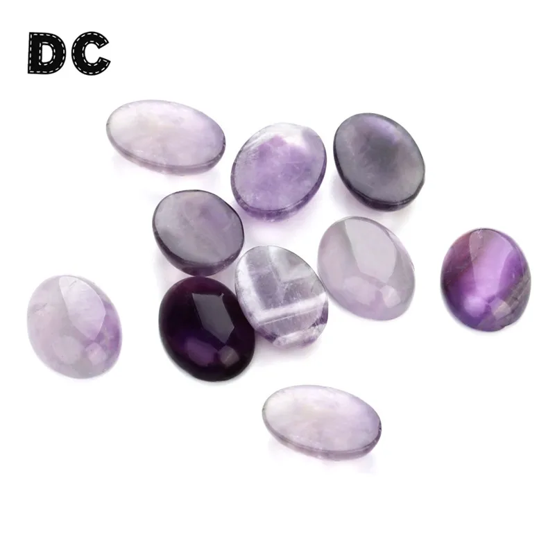 10pcs Natural Stone Oval Flatback 10x14/13x18/18x25mm Amethyst Cabochon Spacers For DIY Jewelry Making Earrings Accessories