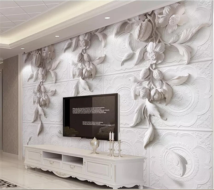 Beibehang Custom wallpaper 3d photo mural three-dimensional light European-style carved TV background wall paper papel de parede