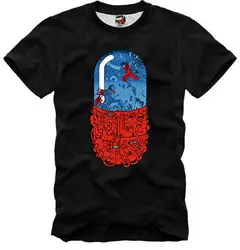 T-Shirt Akira Pill Red Blue Matrix Manga Psychonaut Psychopath Newest Fashion Summer Short Cotton Fashion for Men T Shirts