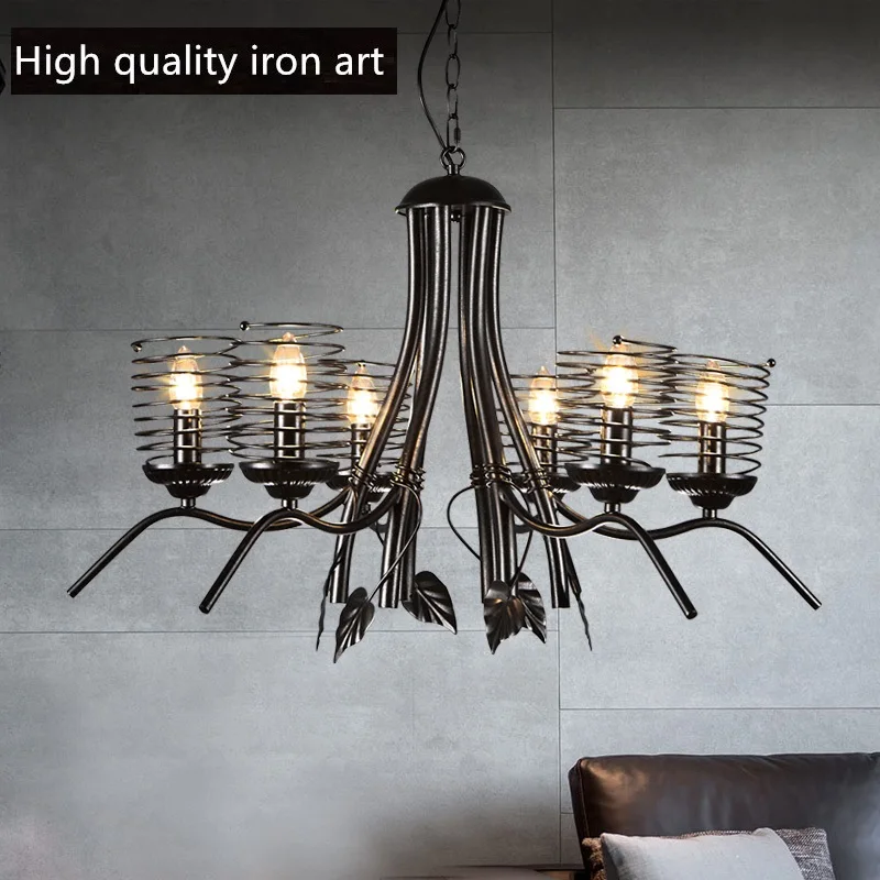 IWHD Iron 6 Heads LED Luminaire  Industrial Hanging Lamp Loft Style Retro Vintage Pendant Lights Home Lighting Fixtures Lampen