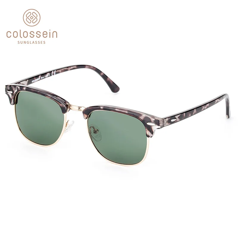 

COLOSSEIN Polarized Sunglasses Retro Half Frame Handmade Polarized Women Retro Glasses Brand Designer New Hot Oculos De Sol