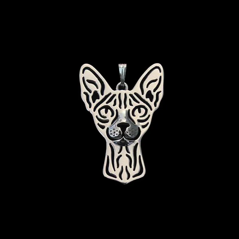 Jewelry Women\'s Sphynx Cat Pendants Silver Plated Metal Pet Pendants