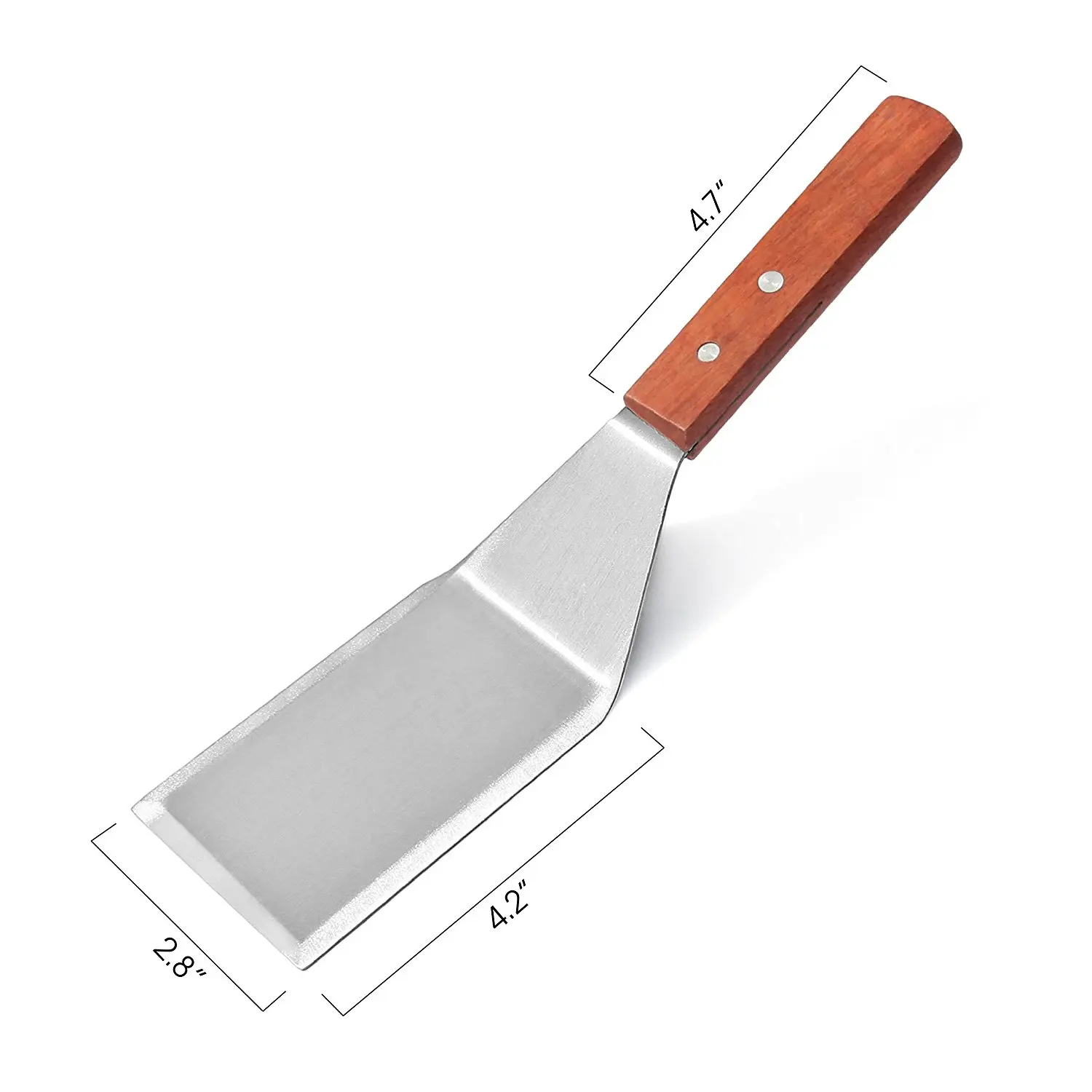 Wood Handle Heavy Duty Hamburger Turner / Spatula with Cutting Edge, 2.95-Inch Wide Blade, 11.5-Inch BBQ Tools