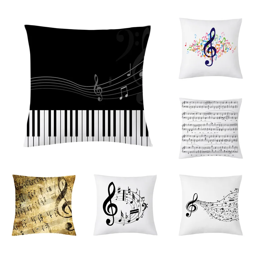 Creative Music Notes Cushion Cover Musical Note Pillow Case Cover Cushion Cover Party Home Pillow Case Decoration Pillowcase