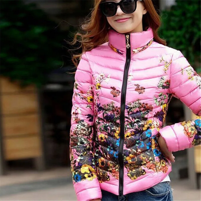 Sanishroly XL-5XL Autumn Winter Women Cotton Parka Warm Print Coat Female Long Sleeve Jacket Outwears Short Tops Plus Size SE249