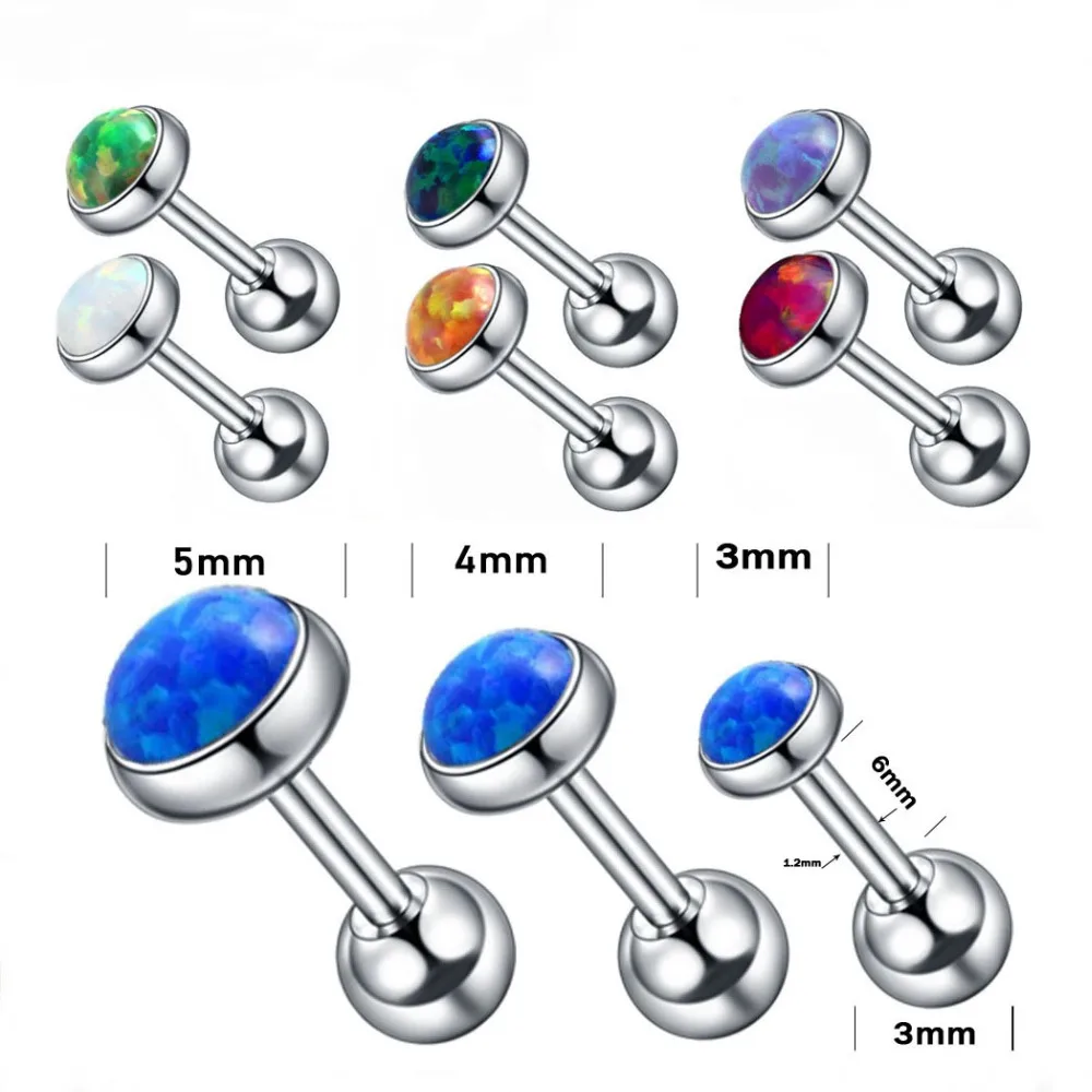 3Pcs/Set Surgical Steel Stud Earrings Ethnic Screw-back Ear Stud 3/4/5mm Mix Sizes Round Stone Piercing Jewelry Ear Oorbellen