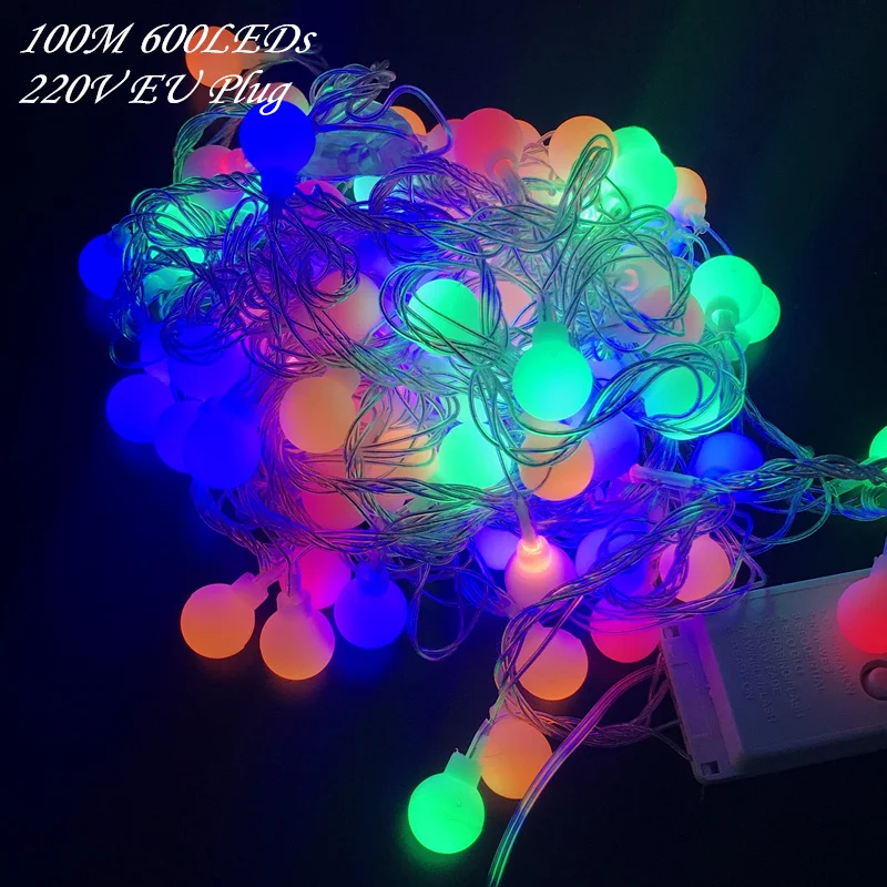 

100M 600 LEDs 220V IP44 Outdoor Multicolor LED String Lights Christmas Lights Holiday Wedding party decoration Luces LED