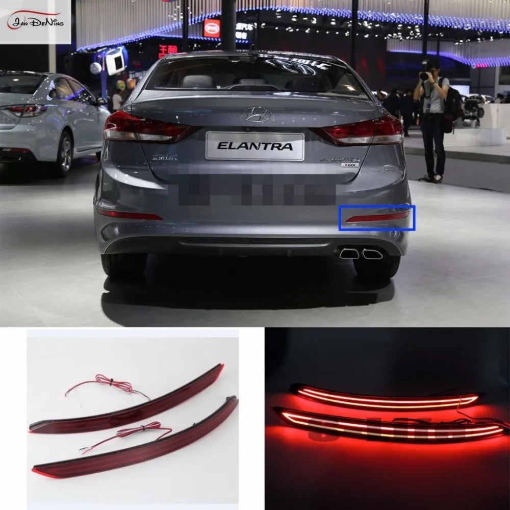 JanDeNing 2PCS LED Light Guide Brake Lights + Night Running Lights for Hyundai Elantra 2016-2017