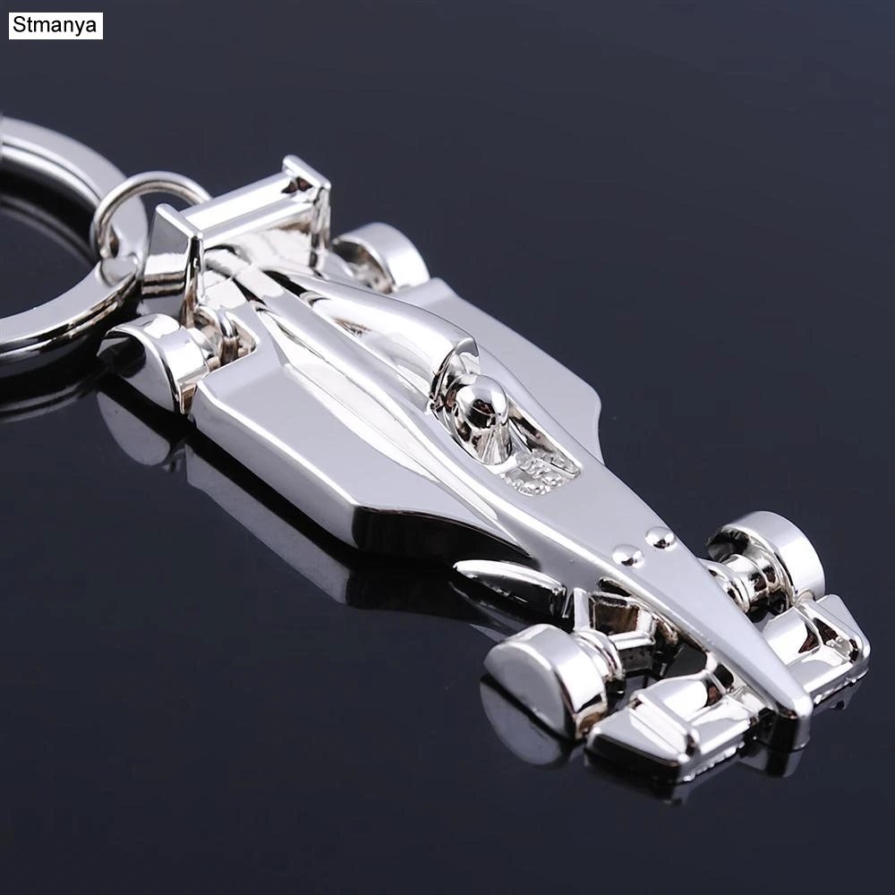 New Arrive Racing Key Chain Silver Color Alloy Full Wheel Car Key Chain F1 Racing Car Keychain For Christmas Gift Key Ring 17026