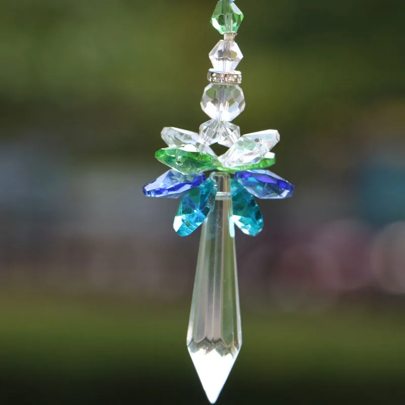 2PCS/Lot Hanging Crystal Angel Suncatcher Chandelier Crystals Prisms Pendant Rainbow Octogon Chakra Ornament