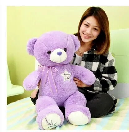 80cm lavender teddy bear plush toy bear doll throw pillow gift w4107