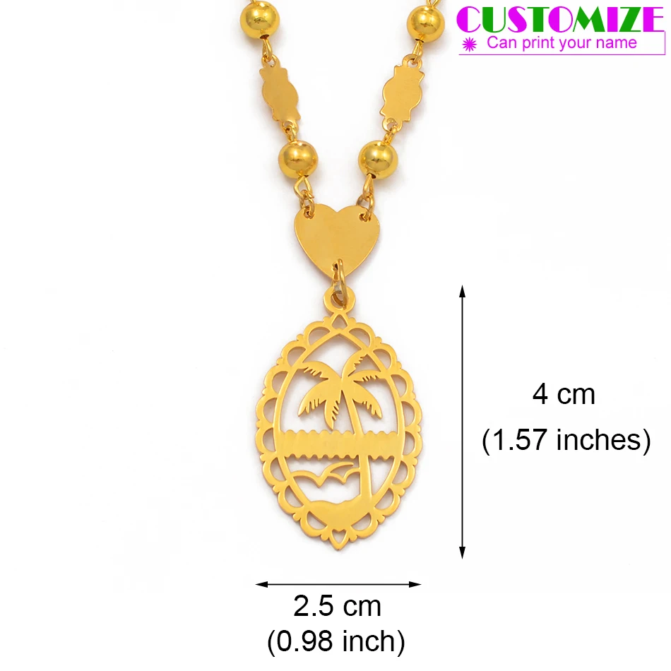 Anniyo Personalized Name Pendant Bead Chains Women Men Hawaiian Marshallese Jewelry Micronesia Guam Customized Letters #075521