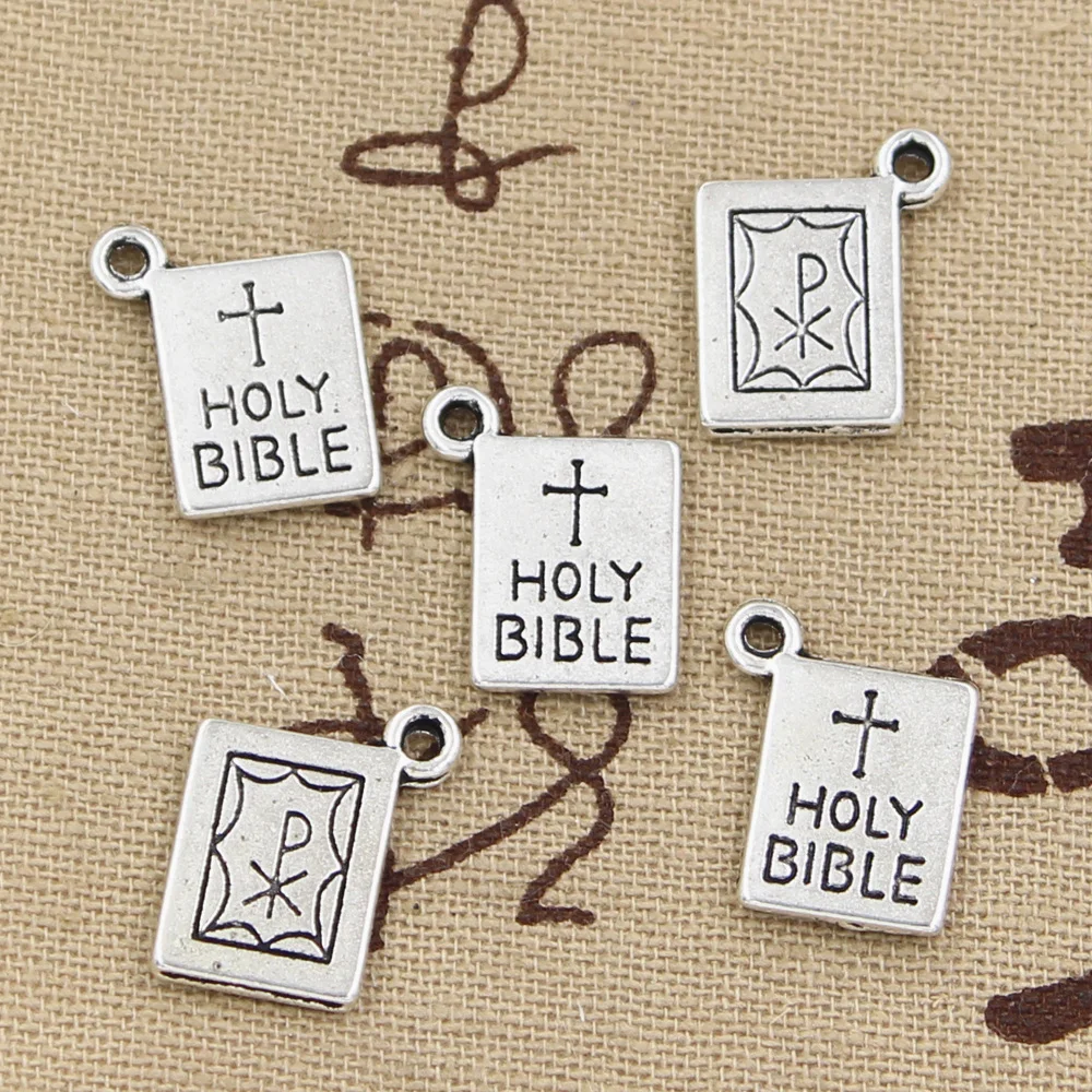 10pcs Charms Book Holy Bible 17x14mm Antique Pendant fit,Vintage Tibetan Bronze Silver color,DIY Handmade Jewelry