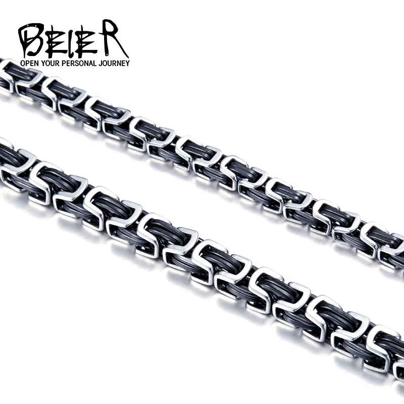 Beier Stainless Steel Men Punk Rock Jewelry High Quality Pulseira Masculina Byzantine Chain Link Necklace For Women