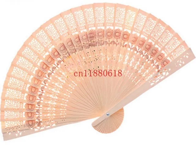 

100pcs/lot Free shipping Wedding Party Favors Chinese carved folding fragrance wood hand Fan Fans