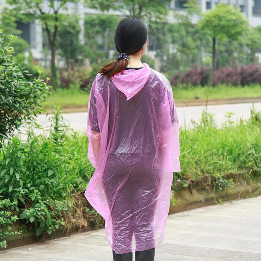 1PC Essential Travel Equipment Adult Emergency Disposable Raincoat Outdoor Hiking Camping Transparent Rain Coat Poncho