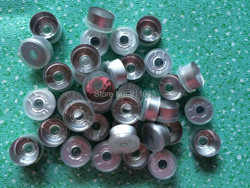 15 mm Kunststoff-Aluminiumkappe, 200 Stück/Menge! Klare, silberfarbene pharmazeutische Kappen, Kunststoffkappen für Crimp-Glasfläschchen