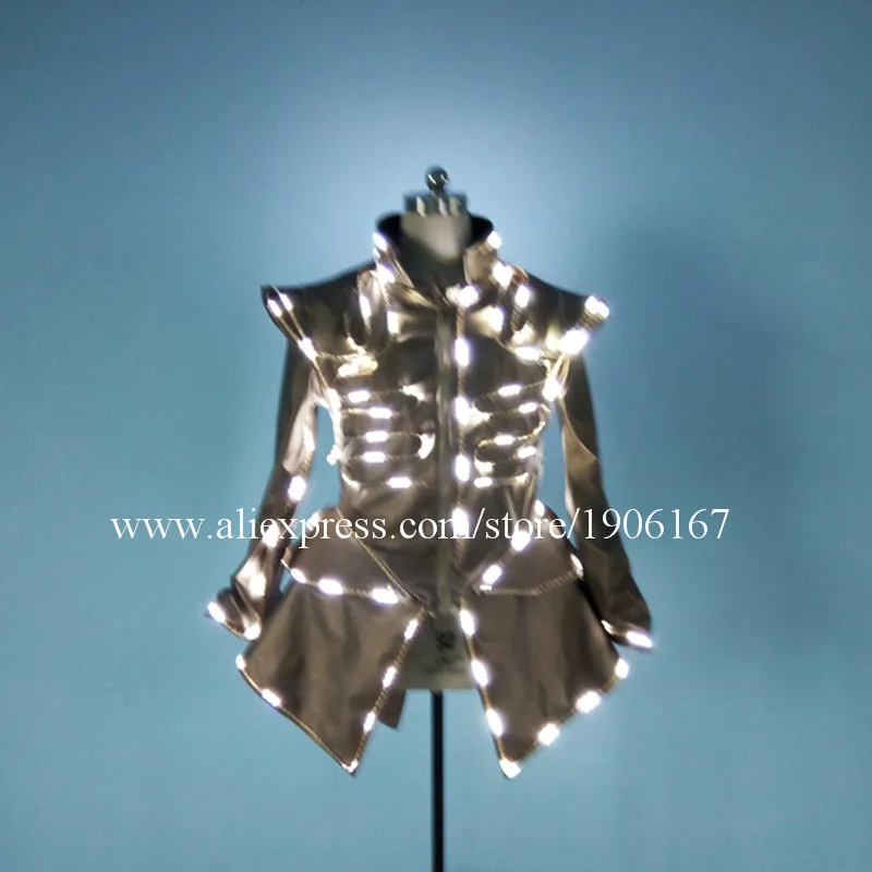 Robe de Soirée Sexy à LED pour Femme, Costume de Salle de Bal pour DJ, Chanteur et Danseuse