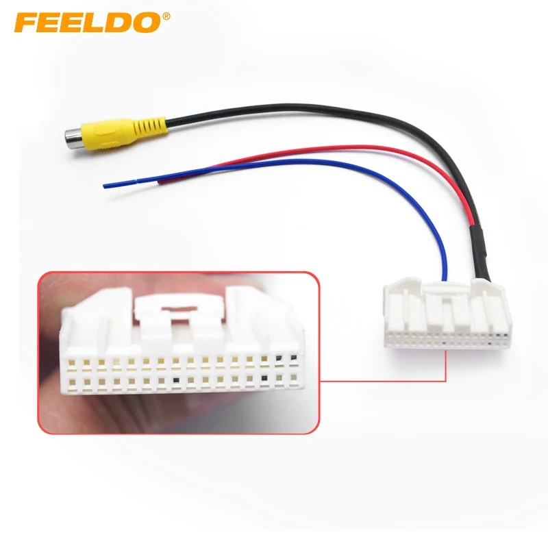 FEELDO 32-Pins Parking Reverse Rear Camera Video Plug Converter Cable Adapter For Nissan Qashqai/Teana/X-Trail Car Head Unit