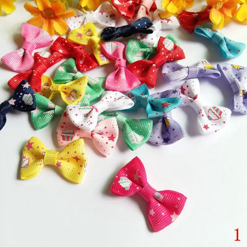 50pcs 3.5x2.5cm Floral Ribbon Bow Tie Handmade Fleurs Scrapbooking Rosette For DIY Wedding Decoration Needlework Craft Accessori