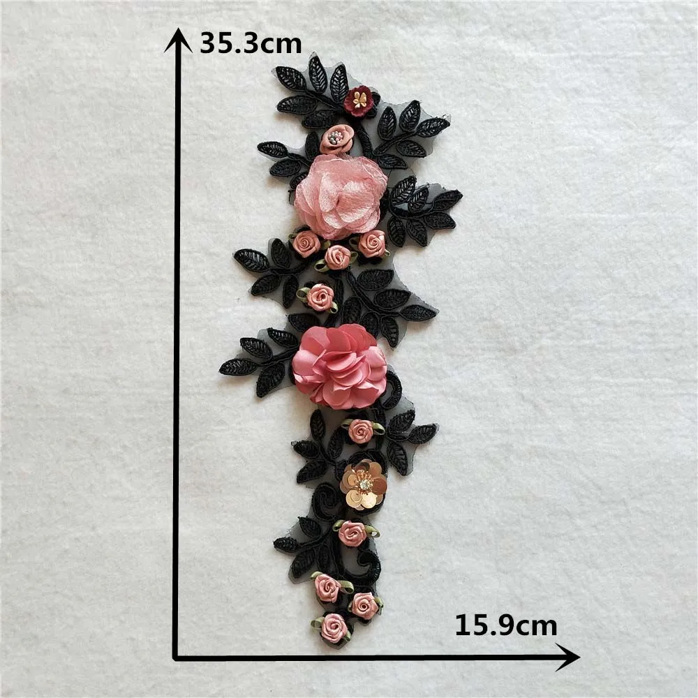 New 3D Flower Black lace collar high quality sewing Fabric Accessories Decorate Supplies craft Venise Applique Costume YL1143