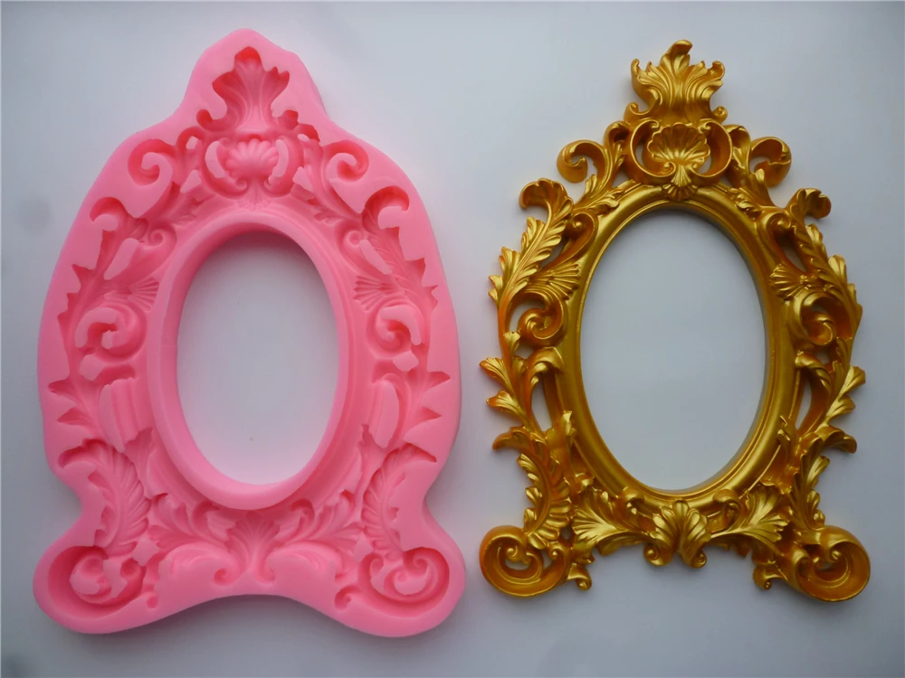 Pattern photo frame silicone mold DIY handmade resin gypsum concrete crystal drop glue mold making handicraft ornaments