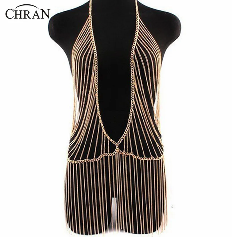

Женское металлическое колье с кисточками Chran Sexy Gold пляжная цепь на тело Jewelry