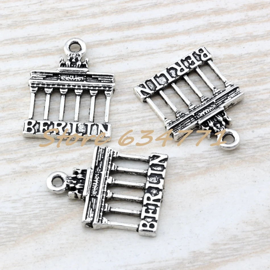 10 sztuk Alloy Brandenburg Gate Berlin Landmark Trip Charm zawieszki na komponenty do wyrobu biżuterii 18*23.5mm A-106