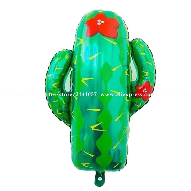 

50pcs/lot green Cactus Foil Balloons Kids Cartoon Inflatable Toys Birthday Beach Sand Hawaii Tropical Forest Decoration balloon