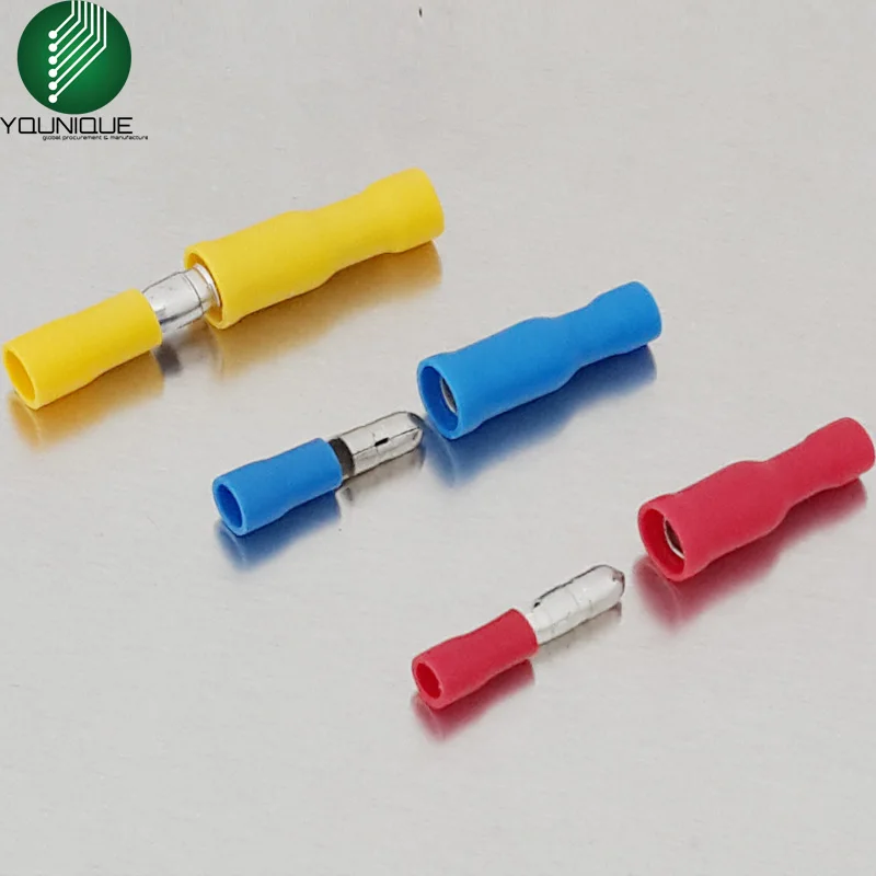 50 Pairs Male/Female Bullet Connector Kits PVC Insulated 22-10 AWG Red Blue Yellow