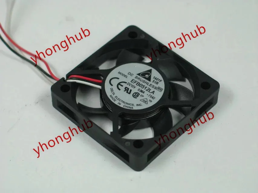 

Delta Electronics EFB0512LA 7X42 DC 12V 0.08A 50x50x10mm Server Cooling Fan