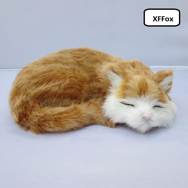 

new real life yellow lazy cat model plastic&furs simulation sleeping cat gift about 23x18x8cm xf1305