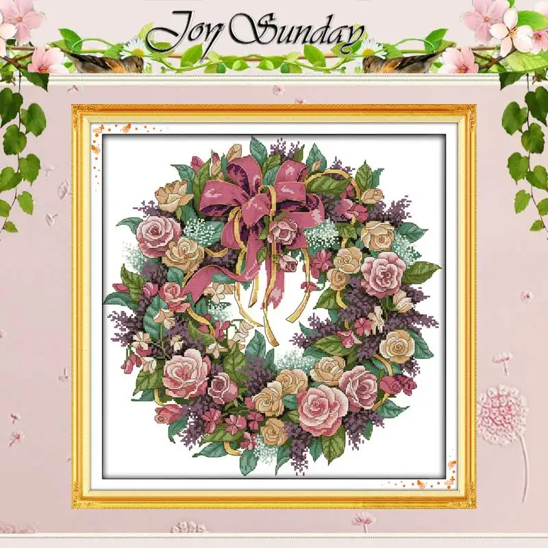 

A wreath of roses Patterns Counted Cross Stitch 11CT 14CT Cross Stitch Set Wholesale Cross-stitch Kit Embroidery Needlework