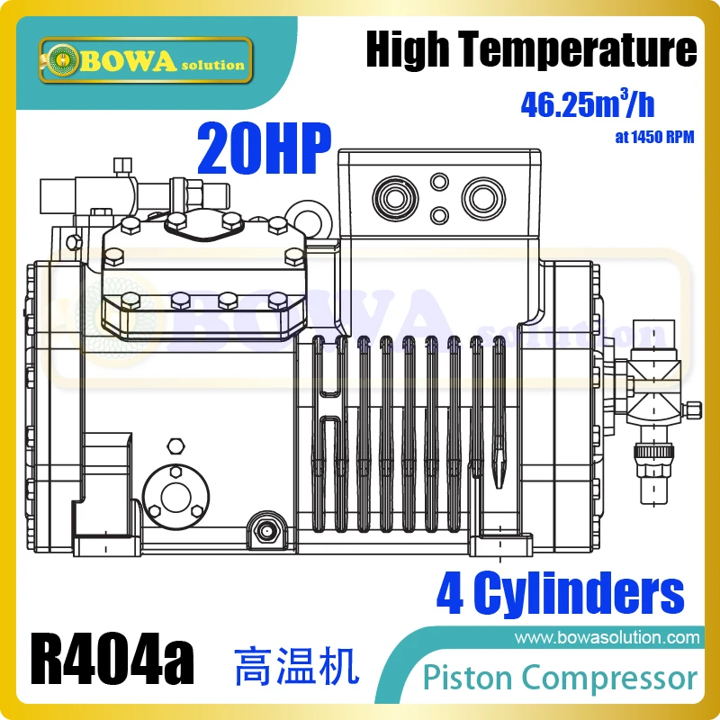20HP semi-hermético R404a compressor alternativo com motor integrado é fácil de reparação mecânica com defeito, substituindo 4NCS-20.2Y