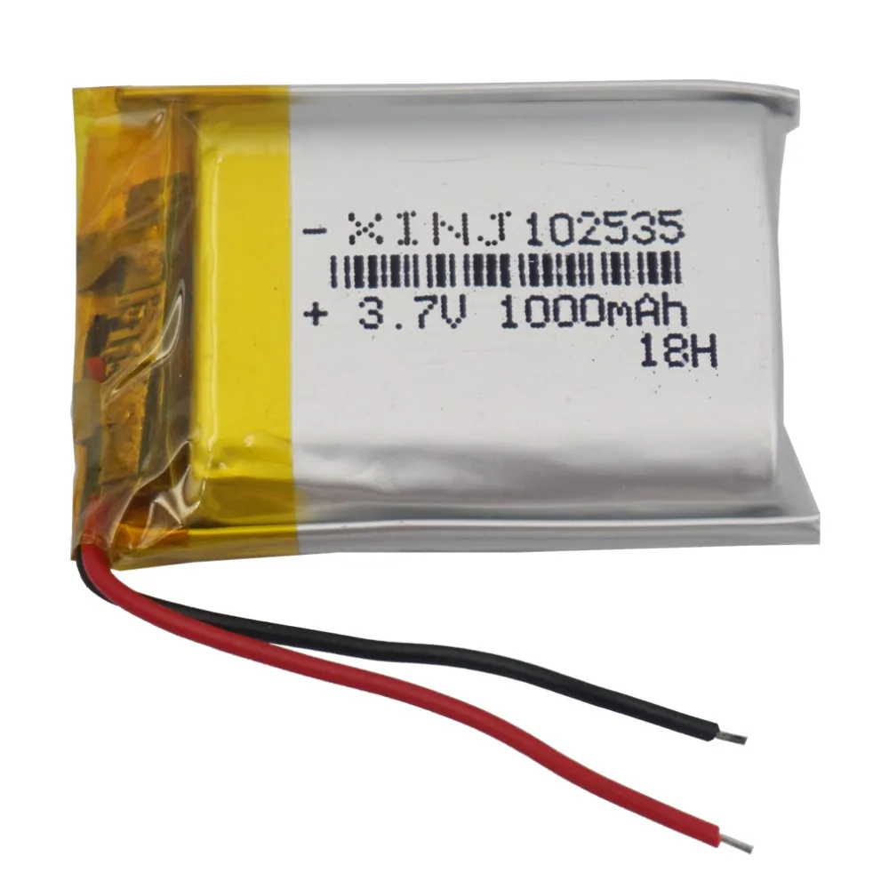 XINJ 3.7V 1000 mAh 3.7Wh Rechargeable Polymer Li Lipo Battery 102535 For GPS Instrumentation Driving Recorder LED Light DashCam