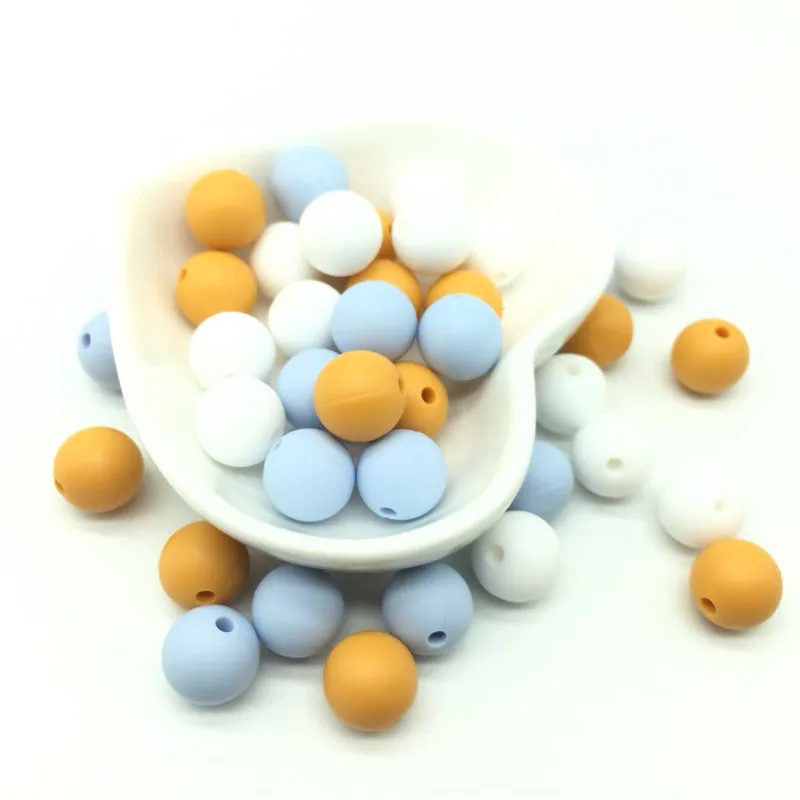 40PCS Mango Blue Mix Combo Silicone Round Beads 12MM DIY Baby Pendant Silicone Teething Necklace Accessories Pacifier Clips Bead