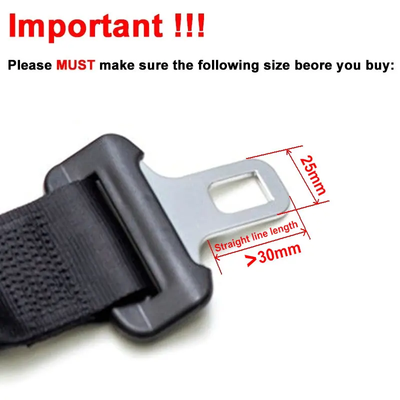 Metal Tongue Width 24.5mm Car Seat Belt Extender Auto Belt Clip Extenders Buckle Belts Extension For Cars Safety - Black/Beige