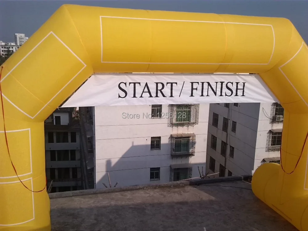 hot sale good quality yellow inflatable arch for advertising with logo on the top centre both side 8m Lx5.2mH x Diameter:1.2m