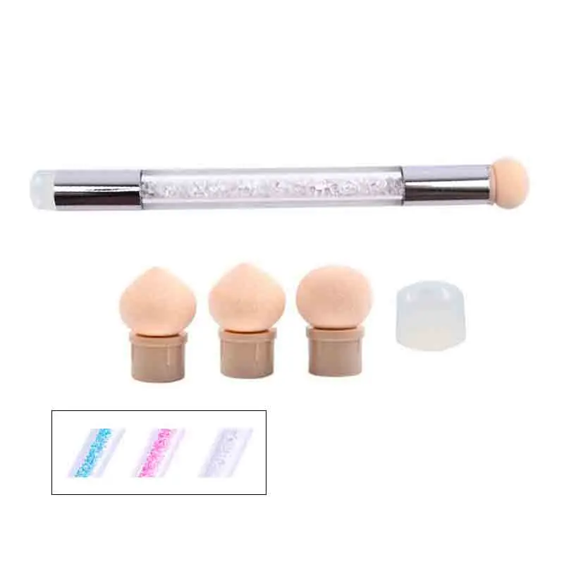 Nail Art Sponge & Silicone Brush Double-Headed Pen Gradient Blooming Transfer Stamping 6 Sponge Head Pen Manicure Tool