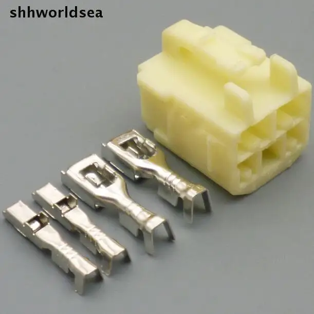 

shhworldsea 4/10/50/100sets 4 pin auto wire harnes female cable connector car electrical wire plug 2.2MM and 4.8MM termianls