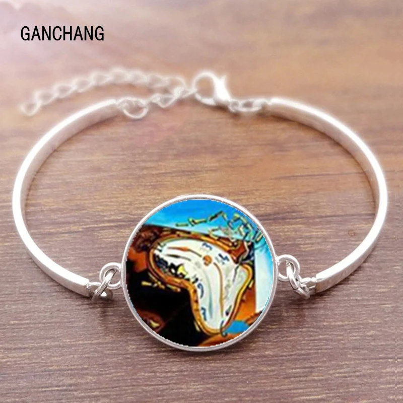 Van Gogh metal bracelet men and women fashion glass convex round dome convex starry night jewelry sunflower fashion gift