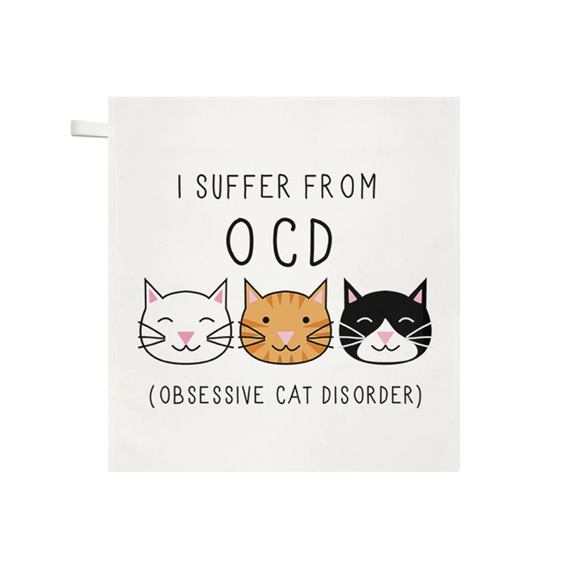 Funny Cats Obsessive Cat Disorder OCD Face Shower Towel Joke Kitten Cat Towel Hand Hair Head Microfiiber Towels Birthday Gifts