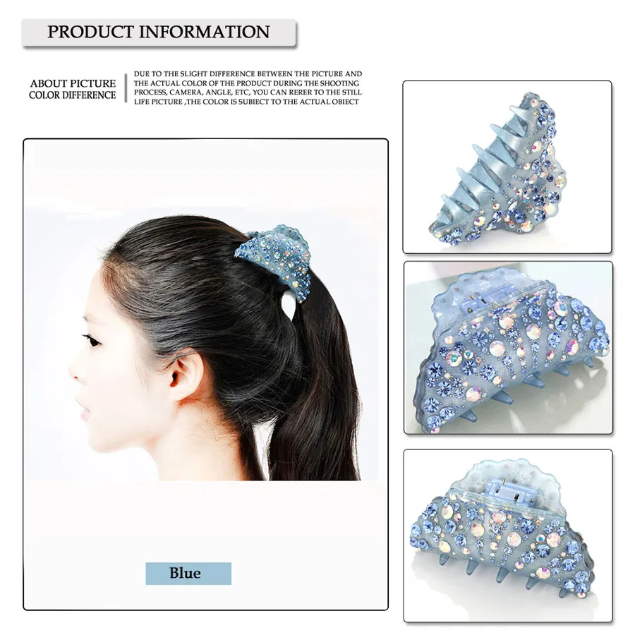 Charms Hair Claw Clip - Rhinestone Ponytail Holder - Cellulose Acetate Accessory Jewelry Ornament for Women Girl Tiara Prom