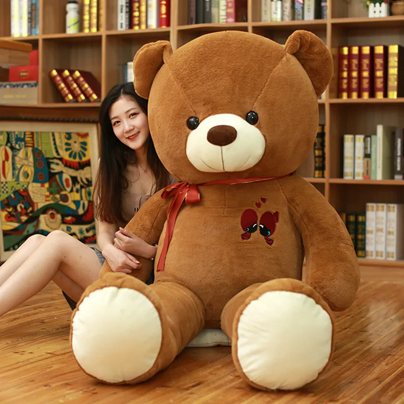 60-100cm Large Cute Teddy Bear Plush Toy Lovely Huge Stuffed Soft Bear Wear Bowknot Bear Kids Toy Birthday Gift For Girlfriend