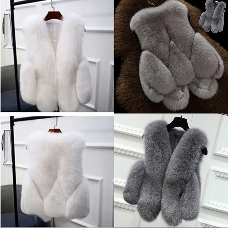 2017 Coat Women Faux Fox Fur Vest Brand Shitsuke Fuorrure Femme Fur Vests Fashion Luxury Peel Women's Jacket Gilet Veste