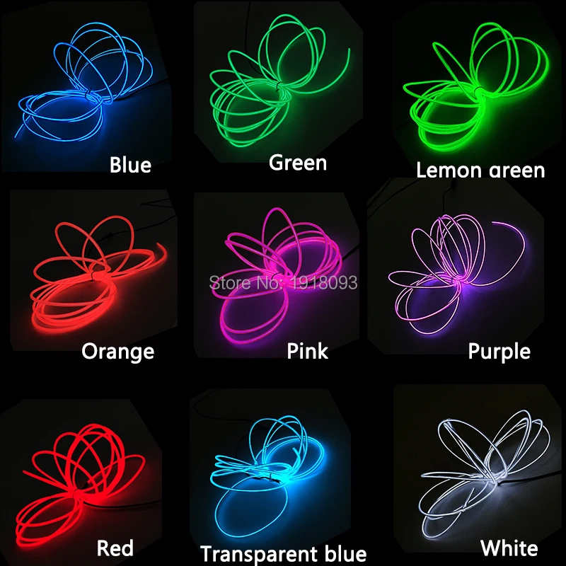 

New 10 Color Available 3.2mm 1-10Meter Flexible EL Wire Rope Cable LED Strip Neon Glowing holiday lighting by DC5V USB driver