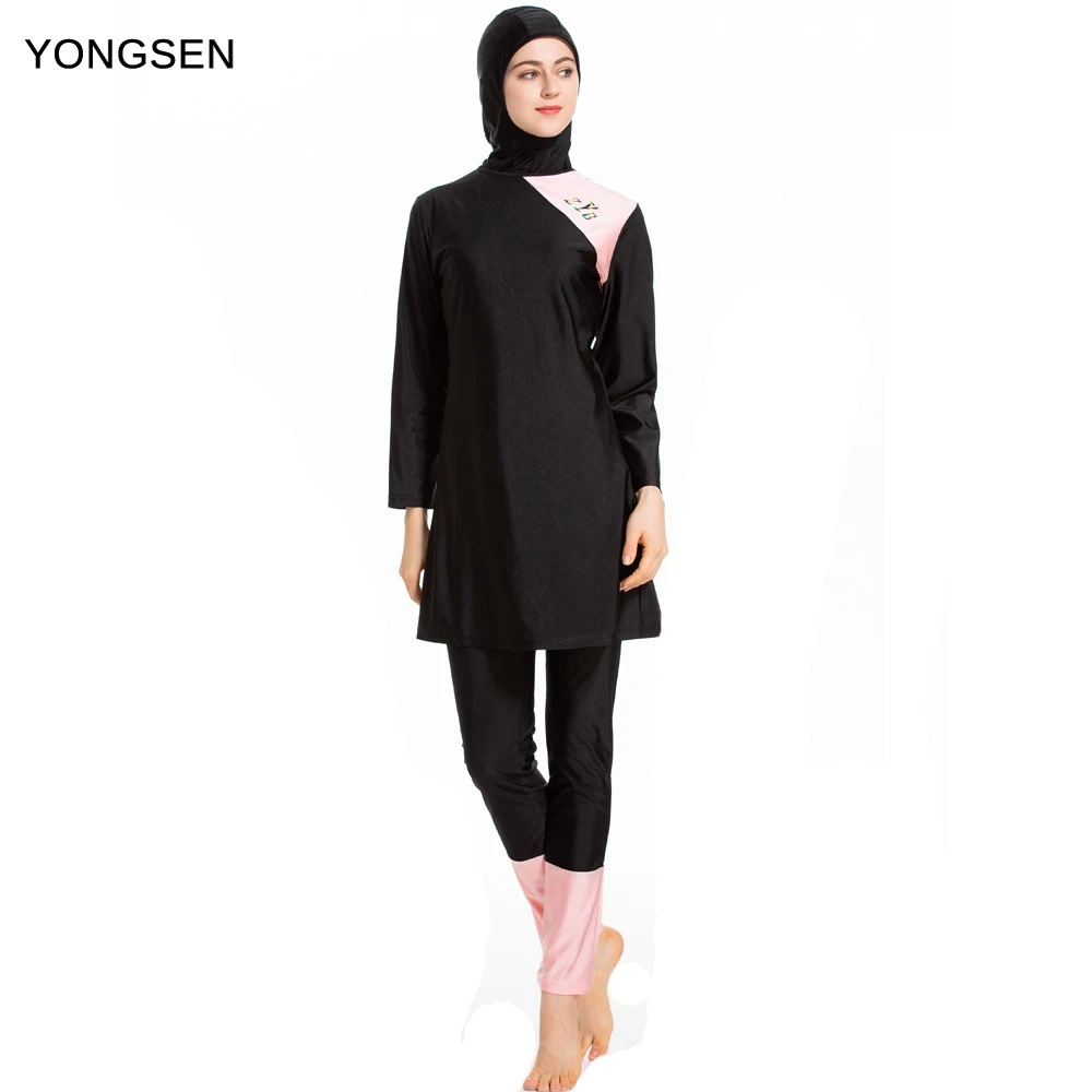 

YONGSEN 2022 Women Modest Floral Print Full Cover Long Sleeve Muslim Swimwear Swimsuit Islamic Hijab Islam Burkinis Wear Bathing